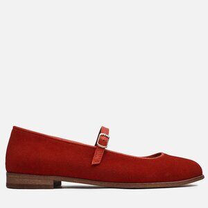 Women's red leather ballet flats, Mary Jane shoes, EU 40/US 9